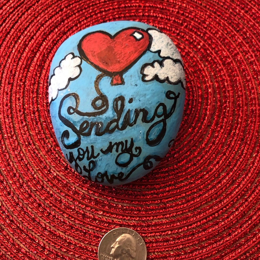 SENDING YOU MY LOVE HAND PAINTED ROCK - Picture 10 of 11